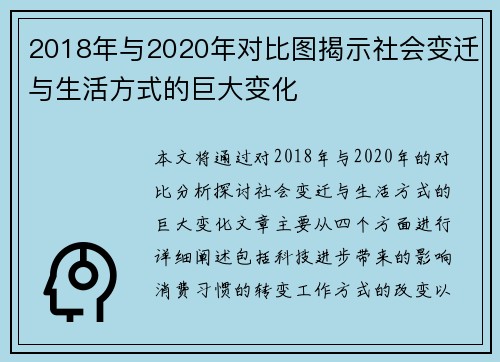 2018年与2020年对比图揭示社会变迁与生活方式的巨大变化
